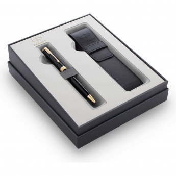 Набор PARKER SONNET GIFT BLACK GT ручка шариковая с чёрным стержнем "M" + чехол для одной ручки